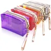 Sacs à cosmétiques imperméables en PVC, trousse de toilette transparente à fermeture éclair avec poignée, pochette de maquillage transparente Portable