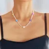 Collier de perles papillon mignon pour femmes, pendentif coréen, chaîne de clavicule colorée, bijoux bohème, cadeau de fête, 2022