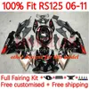 Injection Body For Aprilia RS4 RS-125 RSV RS 125 RR 125RR 06-11 156No.128 RSV-125 RSV125 RS125 R 06 07 08 09 10 11 RSV125RR 2006 2007 2008 2009 2010 2011 Fairings stock black