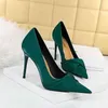 BIGTREE Nuove donne eleganti Stripper Tacchi alti Scarpine Designer Nodi Décolleté Verde Tacchi a spillo Scarpe da sposa per feste Plus Size43 G220520