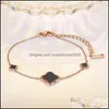 Charm Bracelets Jewelry Korean Version Of 18K Rose Gold Four-Leaf Clover Bracelet For Girls Black Epoxy Titanium Steel Drop Delivery 2021 Cz