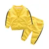 Baby Autumn Girl Fashion Roupos de algodão com manga comprida jaqueta sólida+calça 2pcs