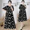 Pregnant Women Summer Loose Dress Bow Print SingleBreasted Sailor Collar Maternity Chiffon Dress Plus Size Maternity Dress J220628