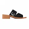 Sandali da donna in pizzo Woody Flat Mule Luxurys Famous Pantofole da donna Sandali con plateau in gomma Nero Bianco Beige Fashion Luxry Sliders Ladies Plats Slides