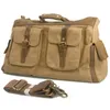 Duffel Bags Vintage Retro Military Canvas Leather Men Travel Luggage Duffle Overnight Bag Tote Carry On