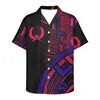 Chemises décontractées pour hommes Chemises de cou à manches en V courte Polynésie Tribe traditionnelle Frangipani Printmen's Summer 2022 Logo Printing Clothingme