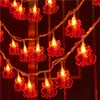 Strängar röda lykta kinesiska tofs led stränglampor batteri drivs bröllopsdekorationer år dekor 3 m 20 ljusad