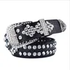 Belts Fashion Western Cowgirl Cowboy Bling Pin Buckle Inlaid Trendy Rivet Belt Ladies Wild Waist Chain Rhinestone Diamond Metal BeltBelts Fo