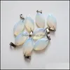 Pendant Necklaces Pendants Jewelry Wholesale 50Pcs/Lot Natural Opal Stone Horse Eye Shape Charms For Di Dh3H5