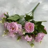 Decoratieve bloemen kransen kunstmatige roze pioenrooster real touch zijden nep voor bruiloft boeket home bloemen decoratie diy planten decoratief