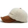 Bollmössor 2022 Brown White Lambwool Winter Hats for Women Wool Teddy Baseball Cap Warm Plus Velvet Stylish Men Gorras Hombre75084240o