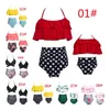 Two-piece Suits Parent-child Swimsuit Printed High-waisted Bikini Flounces Mother-daughter Swimming Equipment Spring Summer Bathing