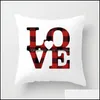 Pillow Case Bedding Supplies Home Textiles Garden Love Heart Pillowcase Valentine Day Veet Squares White Cushion Er Red Printing Letter Gr