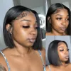 Short Bob Wig Transparent Bone Straight Lace Frontal Brazilian Wigs 13x4 Synthetic Closure Wigs For Women