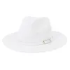 Cappello Fedora Jazz a tesa larga Cappello estivo in paglia Cappelli da sole per donna Estate Tinta unita semplice Panama Beach Protezione UV Cap chapeau femme