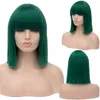 Perruques synthétiques courte bob rose filet vert foncé à haute température des cheveux de fibres pour femmes pour femmes