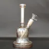 8.9 Inches Yellow Thick Glass Metallic Bong Tobacco Smoking Water Pipe Hookah Beaker Bubbler Smoke Pipes Bongs Bottles Dab Rig