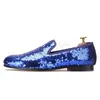 Роскошная вечерняя вечеринка Blue Sequined Trode Men's Menship Loafers Wedding и выпускной