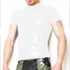 Herren-T-Shirts, Herren-T-Shirts aus Kunstleder, einfarbig, elastischer Balken, Bühnenaufführung, schlankes Wetlook-Oberteil, Punk, modische Kleidung, Kostüm, Muskel-Tight-T-Shirt