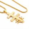 Подвесные ожерелья амулета Золото -католическое распятие Каравака Православное ожерелье с христианином из христианины с христианином