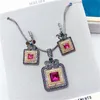 Fashion Retro Necklace Earrings Ring Set For Women High Quality Collar Sweater Chain Pendant Diamond Jewelry Accessories