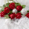 Rose artificiali Fiori finti in velluto Blossom Bouquet da sposa per la decorazione del festival della festa nuziale del giardino di casa