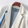 2022 Herbst, Herbst, 3/4-Ärmel, weißer Blazer, Mantel, ärmellos, Rundhalsausschnitt, einfarbig, mit Gürtel, plissiert, mittellanges Kleid, elegante Freizeitkleider 22L153619