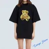 T-shirts pour hommes Welldone Summer Heavy Pearl Collier Teddy Bear Motif de broderie Oversize Hommes Femme Patch Casual New Wedone Tee