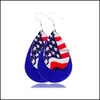 Dangle lustre boucles d'oreilles bijoux nouveauté Double couche larme jour de l'indépendance drapeau américain paillettes E Dhx0S