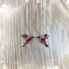 Stud Pair Unique Long Drop Earrings Bird Pendant Tassel Crystal Ladies Jewelry Design Colors Hummingbird EarringStud Kirs222324