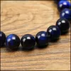Bracelets à brins de perles bijoux œil de tigre bleu bracelet bouddha pierre naturelle perles rondes corde d'élasticité pour hommes femmes haute qualité 6Mm 8M