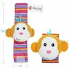 Stuffed Plush Animals Baby Sock Style Sozzy Babys toys Rattle Wrist Donkey Zebra Wrist Rattles and Socks Toy (1set=4pcs)261x