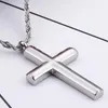 Pendanthalsband Christian 316L Rostfritt stål Silverfärg Cross Crucifix Design Mens Womens Halsband Free Rope Chain 24 "3mm Giftpe