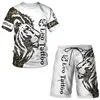 T-shirt pour hommes imprimés en 3D Ensembles de mode à manches courtes Lion Survêtement / Hauts / Shorts O-Cou Loisirs Été Cool Costume de plage pour hommes 220726