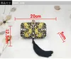 European and American style embroidered party evening bag handmade diamond black tassel clutch