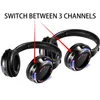 Professional Silent Disco system black led wireless headphones - Quiet Clubbing Party Bundle with 10 headsets and 3 Transmitters