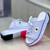 No brand name logo !! Fish mouth slipper breathable thick bottom casual women's shoes 2022 summer new large wedge heel lace up cool slippers