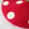 Boinas artesanais de lã de feltro boina com cogumelo no topo criativo pintor chapéu presente de aniversário boné vermelho da criança yayoi kusama elementberet313h