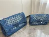 Made old design denim shoulder bag chaneles light soft large-capacity daily bags casual messenger handbag shopping traveling women Purse Black Blue 3 sizes cool YYNL