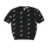2022 女性ブランド tシャツニットデザイナートップス多色の文字パターン女の子ミラノ滑走路ショートデザイナークロップトップ tシャツハイエンドビスコースストレッチプルオーバーシャツ
