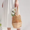 Lato nowe duże pojemność puste torby na zakupy moda torba na ramię nadmorski wakacyjny koszyk warzywny torba z siatki