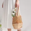 Summer New Large Capacity Hollow Shopping Bags Fashion Shoulder Bag Seaside Holiday Vegetable Basket Mesh Bag