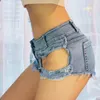 Låg midja kvinnors korta jean shorts sommar denim bomull hål splicing damer mager sexig nattklubb super korta jeans 220419