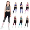 Bühnenkleidung Kinder Mädchen Gymnastik Dancewear Sport Outfit Ballett Klasse Tanz Tanks Crop Top mit Leggings Hosen für Workout DanceStage