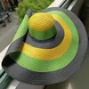 Wide Brim Hats Rainbow Striped Big Anti-ultraviolet Sunshade Sun Hat Beach With Wire Edge Can Be Folded ArbitrarilyWide