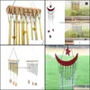 Inne dekoracje domu ogród Nowe relaksujące drewniane rurki miedziane wiatrowe dzwonki przynoszą dźwięk siery na prezent Carillon de Jardin Drop dostawa 20