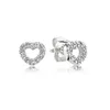 Pandora Elevated Heart Stud Earring Anudado Fan Capturado Hearts Pandora Style Pendientes 925 Sterling Silver brincos Jewelry