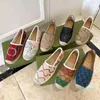 2022-Frauen Jacquard Espadrille Designer Flache Schuhe Leder Espadrilles Loafers Leinwand Mode Dame Mädchen Sommer Weiß Kalbsleder Casual Schuhe mit Logo Größe 35-40