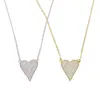 사슬 Fine 925 스털링 매력 마이크로 포장 CZ Heart Gold Necklaces 반짝이는 지르코니아 발렌타인 연인을위한 선물 로맨틱 쥬얼리 체인