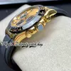 BTF Better Factory BT116518 Mens Watch Cal.4130 SA4130 Chronograph Automatic Th 12,2 мм черная керамика Bezel Gold Dial 904L Стальный корпус резиновый ремешок вечные часы